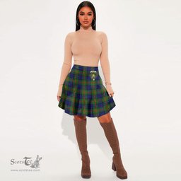 Scottish Dundas Modern 02 Clan Crest Tartan Womens Mini Skirt Tartan Plaid Skirt