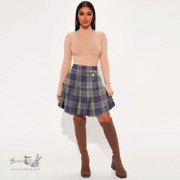 Scottish Cunningham Dress Blue Dancers Clan Crest Tartan Womens Mini Skirt Tartan Plaid Skirt