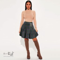 Scottish Murray of Atholl Modern Clan Crest Tartan Womens Mini Skirt Tartan Plaid Skirt
