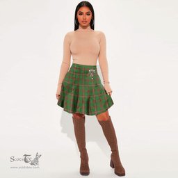 Scottish MacKinnon Hunting Modern Clan Crest Tartan Womens Mini Skirt Tartan Plaid Skirt
