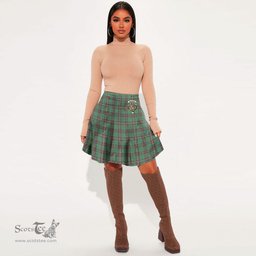 Scottish MacKinnon Hunting Ancient Clan Crest Tartan Womens Mini Skirt Tartan Plaid Skirt
