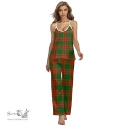 Scottish Menzies Green Modern Clan Tartan Womens Cami Pajamas Set