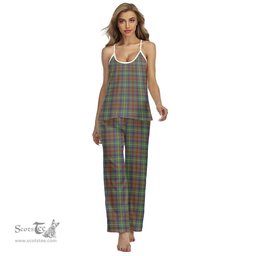 Scottish Shaw Green Modern Clan Tartan Womens Cami Pajamas Set
