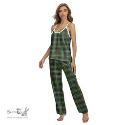Scottish Reid Green Clan Tartan Womens Cami Pajamas Set