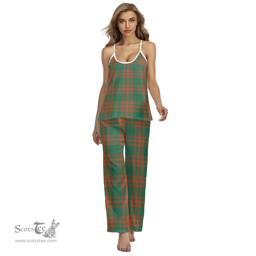 Scottish Menzies Green Ancient Clan Tartan Womens Cami Pajamas Set