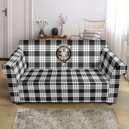 Scottish MacFarlane Black White Clan Crest Tartan Sofa and Chair Slipcover
