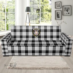 Scottish MacFarlane Black White Clan Crest Tartan Sofa and Chair Slipcover