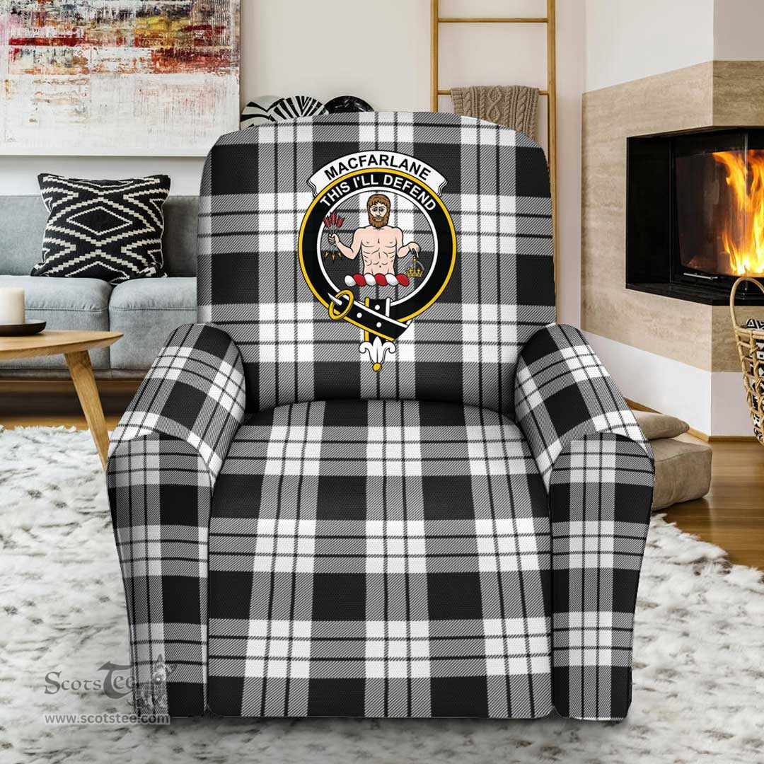 Scottish MacFarlane Black White Ancient Clan Tartan Sofa and Chair Slipcover