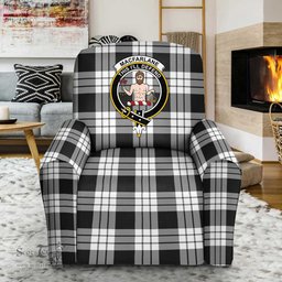 Scottish MacFarlane Black White Ancient Clan Tartan Sofa and Chair Slipcover