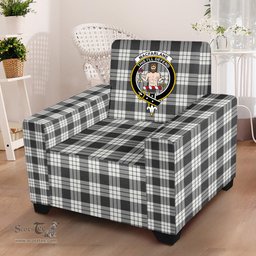 Scottish MacFarlane Black White Ancient Clan Crest Tartan Sofa and Chair Slipcover