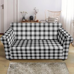 Scottish MacFarlane Black White Clan Tartan Sofa and Chair Slipcover