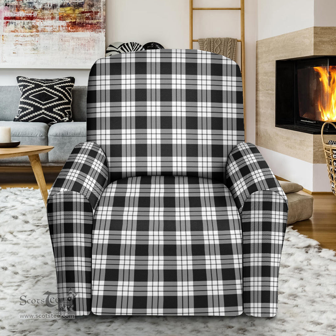 Scottish MacFarlane Black White Clan Crest Tartan Sofa and Chair Slipcover