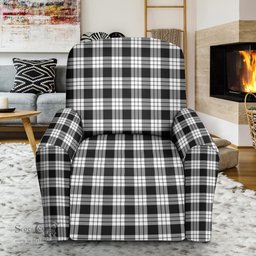 Scottish MacFarlane Black White Clan Crest Tartan Sofa and Chair Slipcover