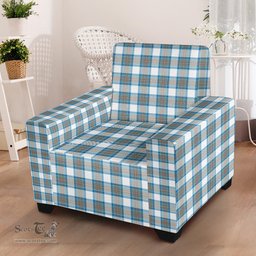 Scottish Stewart Muted Blue Clan Tartan Sofa and Chair Slipcover