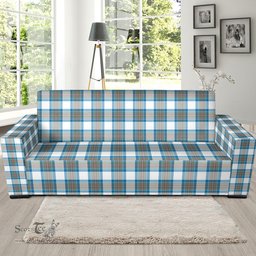 Scottish Stewart Muted Blue Clan Tartan Sofa and Chair Slipcover