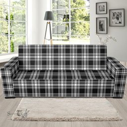 Scottish Menzies Black White Modern Clan Tartan Sofa and Chair Slipcover