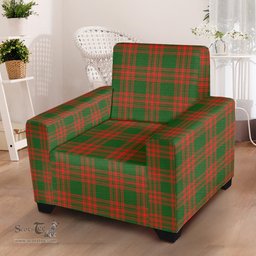 Scottish Menzies Green Modern Clan Tartan Sofa and Chair Slipcover