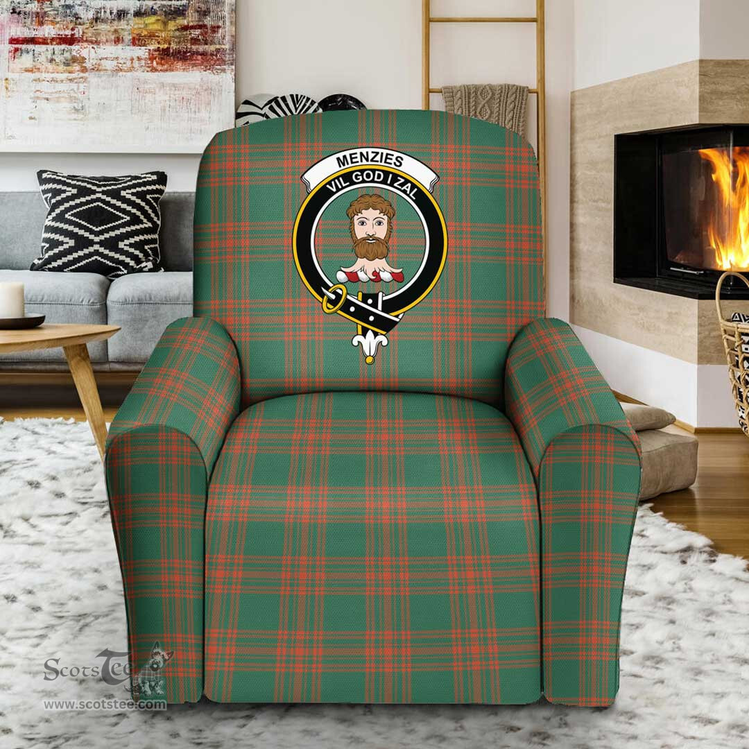 Scottish Menzies Black White Modern Clan Tartan Sofa and Chair Slipcover
