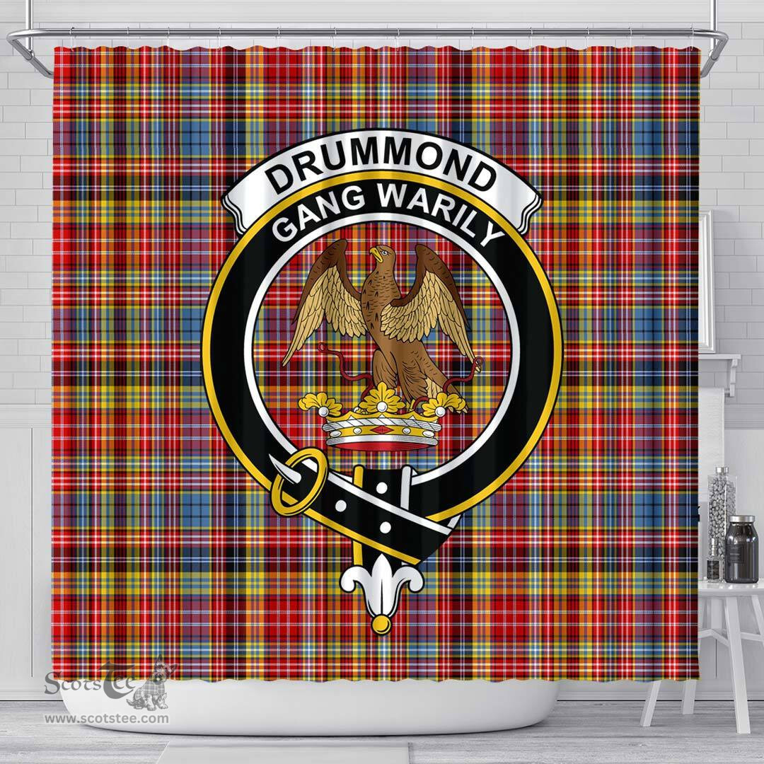 Scottish Drummond of Strathallan Clan Crest Tartan Shower Curtain