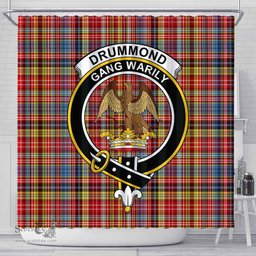 Scottish Drummond of Strathallan Clan Crest Tartan Shower Curtain