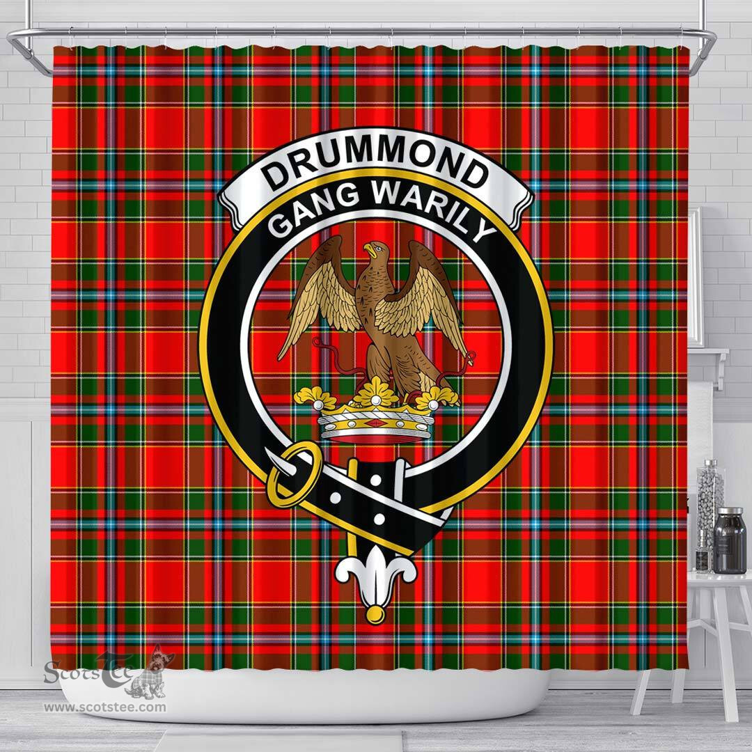 Scottish Drummond of Perth Clan Crest Tartan Shower Curtain