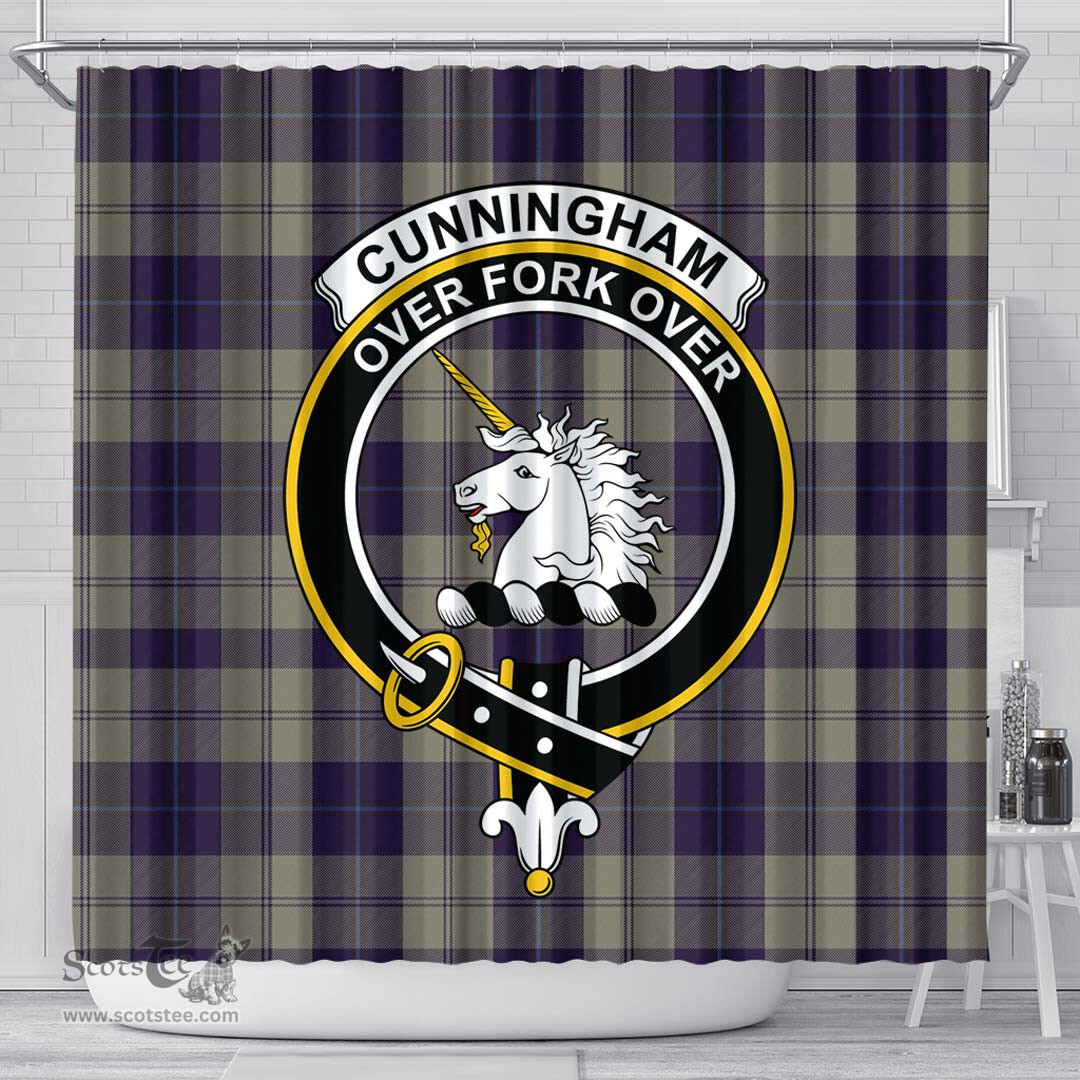 Scottish Cunningham Dress Blue Dancers Clan Crest Tartan Shower Curtain