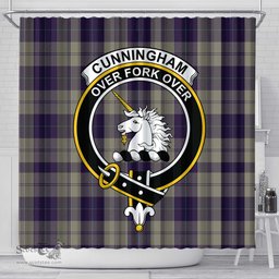 Scottish Cunningham Dress Blue Dancers Clan Crest Tartan Shower Curtain
