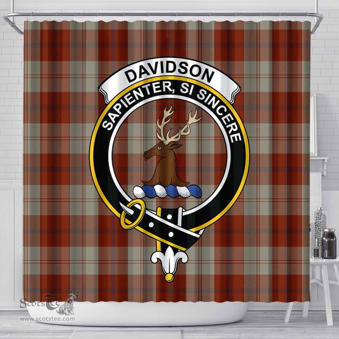 Scottish Davidson Dress Dancers Clan Crest Tartan Shower Curtain