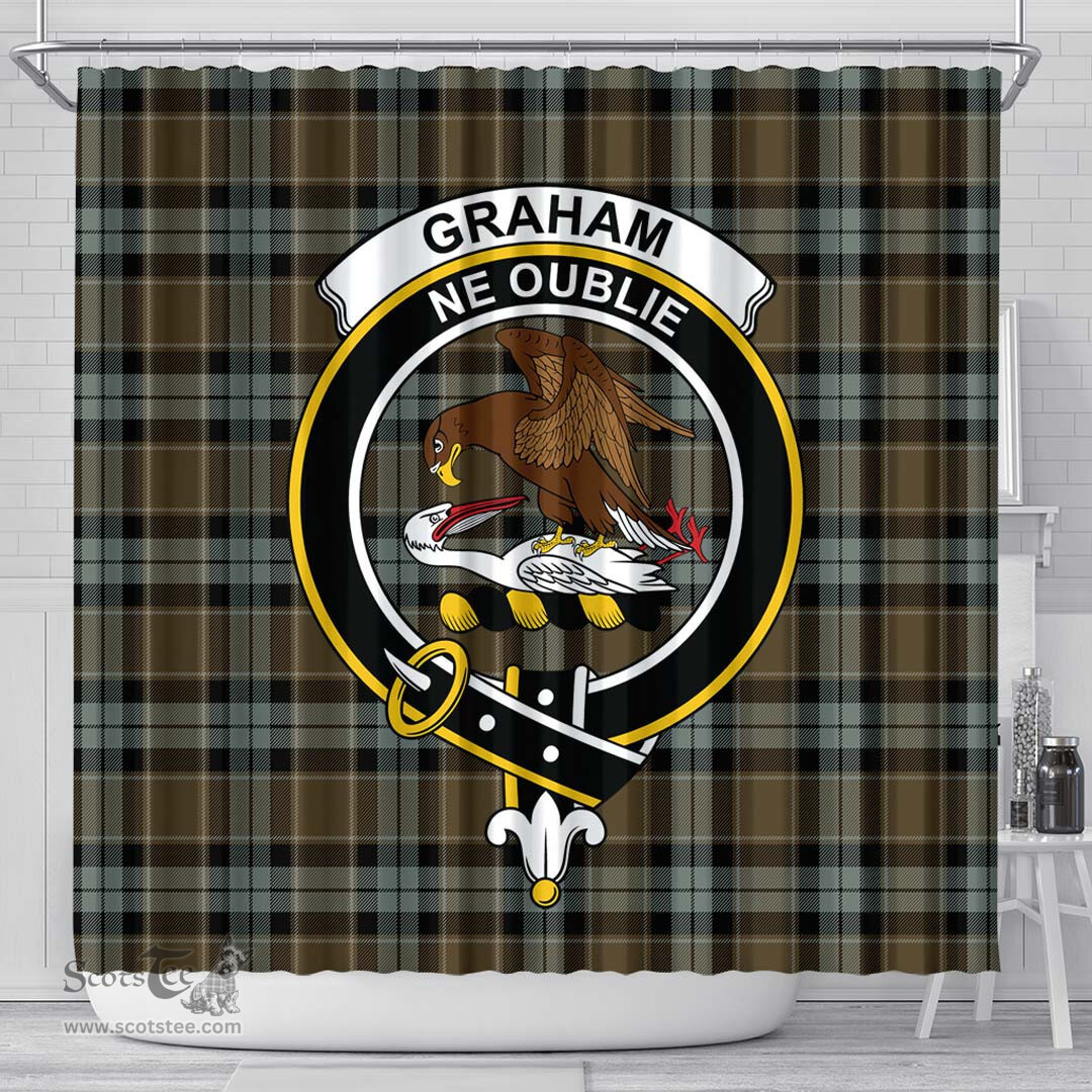 Scottish Graham of Menteith Weathered Clan Crest Tartan Shower Curtain