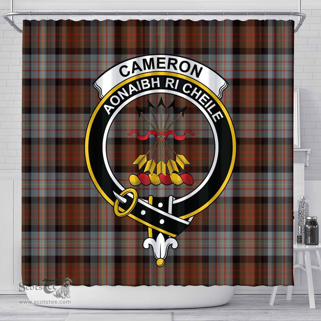 Scottish Cameron of Erracht Weathered Clan Crest Tartan Shower Curtain