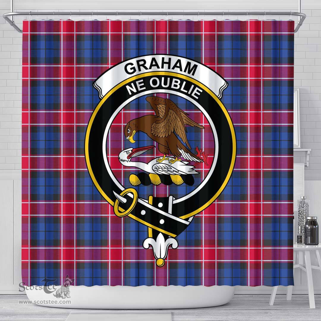 Scottish Graham of Menteith Red Clan Crest Tartan Shower Curtain