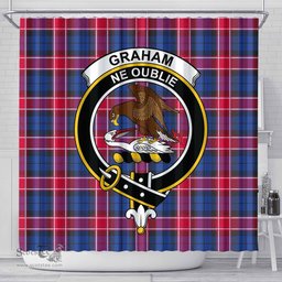 Scottish Graham of Menteith Red Clan Crest Tartan Shower Curtain