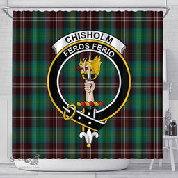 Scottish Chisholm Hunting Ancient Clan Crest Tartan Shower Curtain