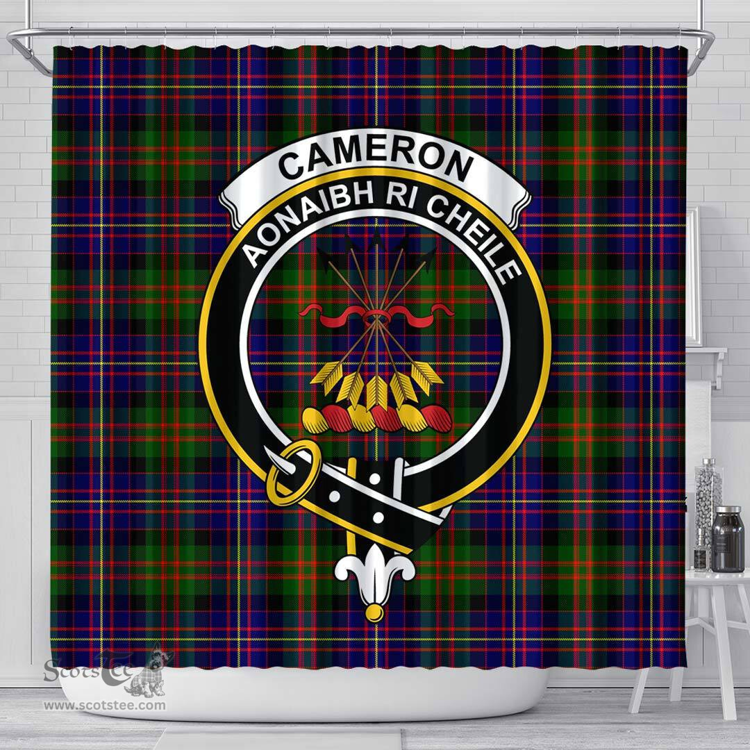 Scottish Cameron of Erracht Modern Clan Crest Tartan Shower Curtain