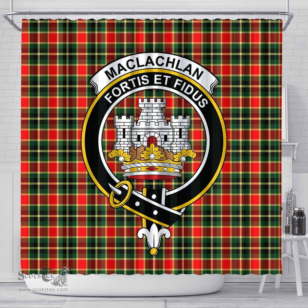 Scottish MacLachlan Hunting Modern Clan Crest Tartan Shower Curtain