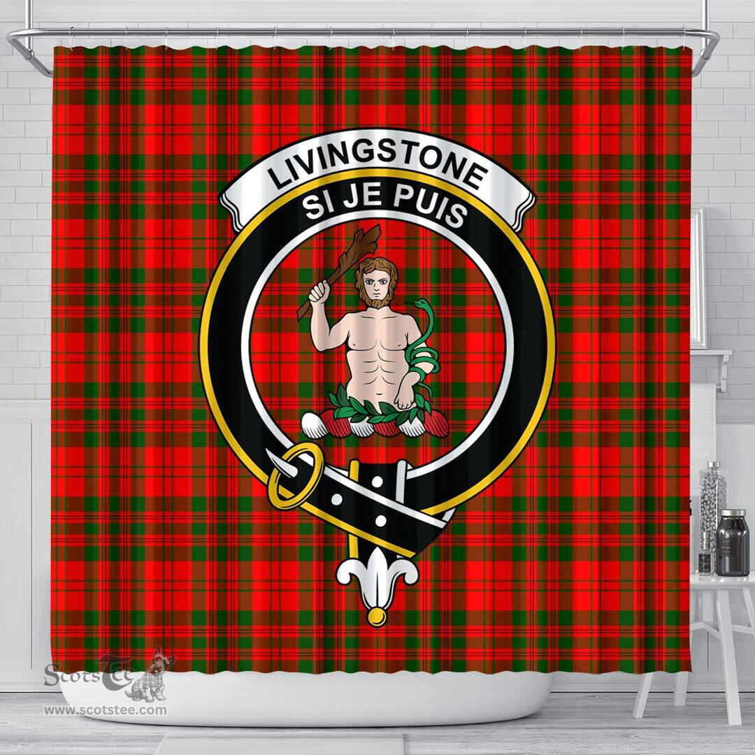 Scottish Livingstone Modern Clan Crest Tartan Shower Curtain