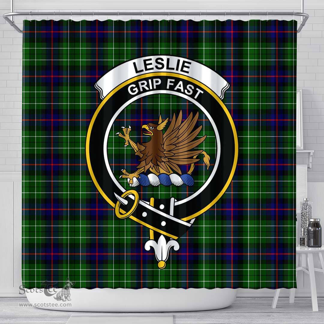 Scottish Leslie Hunting Ancient Clan Crest Tartan Shower Curtain