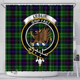 Scottish Leslie Hunting Ancient Clan Crest Tartan Shower Curtain