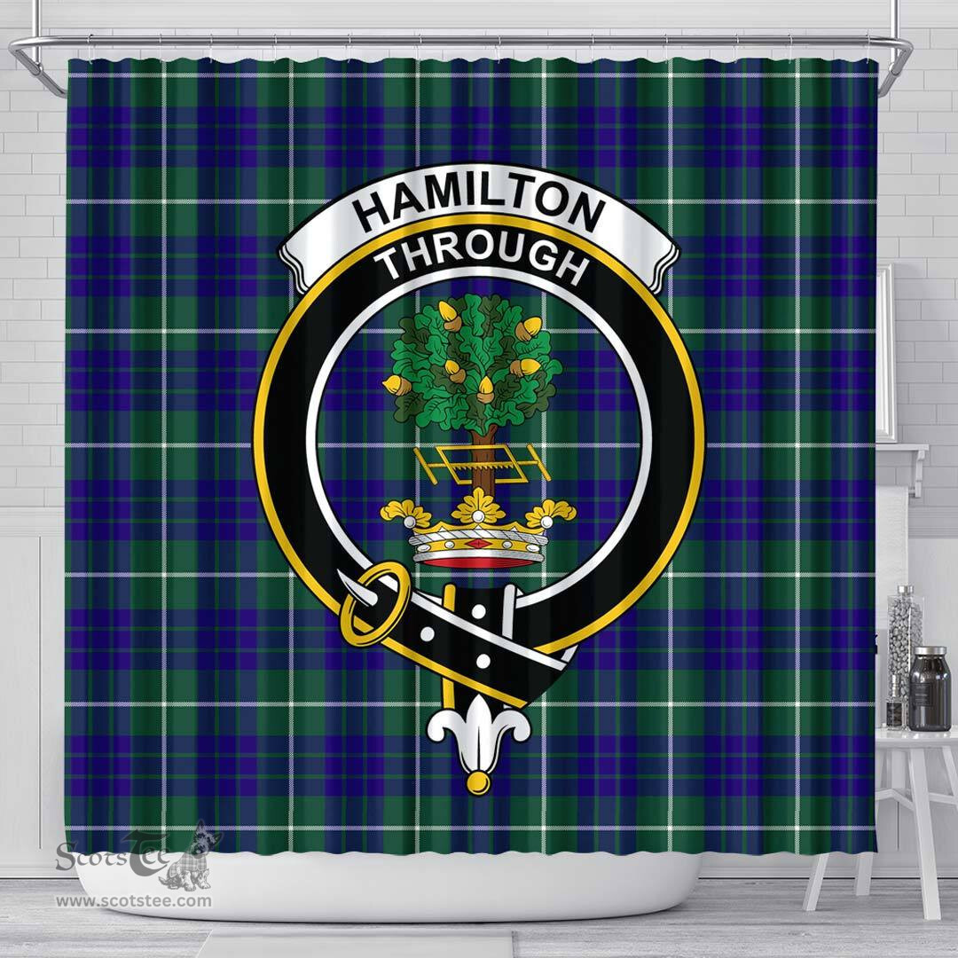 Scottish Hamilton Hunting Modern Clan Crest Tartan Shower Curtain