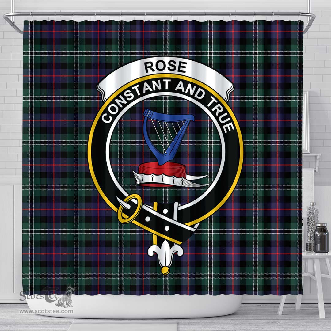 Scottish Rose Hunting Modern Clan Crest Tartan Shower Curtain