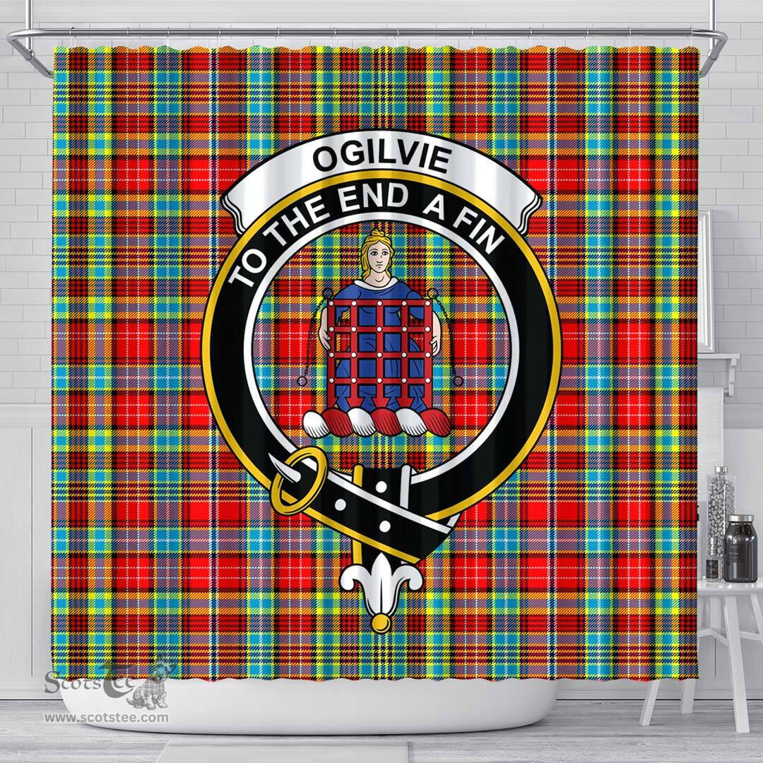 Scottish Ogilvie Hunting Ancient Clan Crest Tartan Shower Curtain