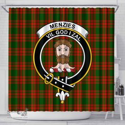 Scottish Menzies Green Modern Clan Crest Tartan Shower Curtain