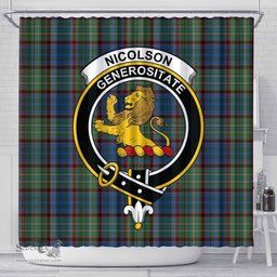 Scottish Nicolson Hunting Ancient Clan Crest Tartan Shower Curtain