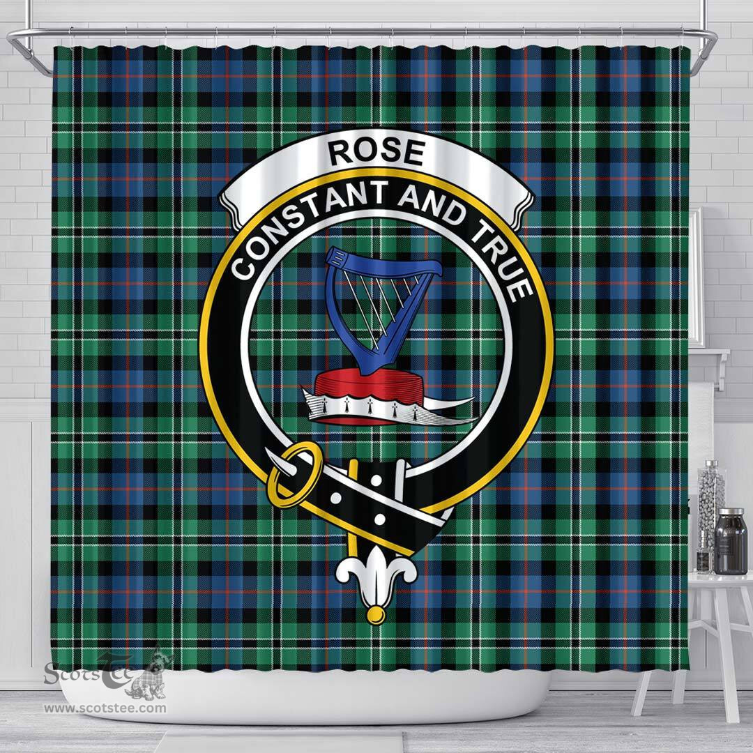 Scottish Rose Hunting Ancient Clan Crest Tartan Shower Curtain