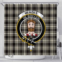 Scottish Menzies Black & White Ancient Clan Crest Tartan Shower Curtain