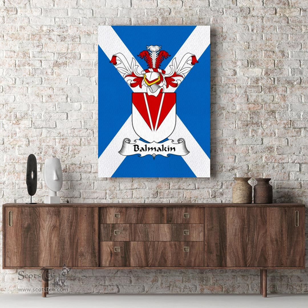 ScotsTee Shop Scottish Balmakin Clan Family Crest Scottish Flag Framed Canvas Print
