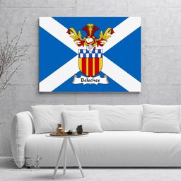 ScotsTee Shop Scottish Belsches Clan Family Crest Scottish Flag Framed Canvas Print