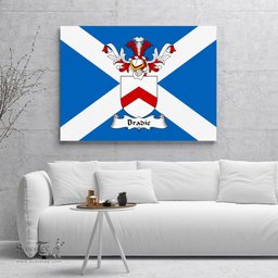 ScotsTee Shop Scottish Bradie Clan Family Crest Scottish Flag Framed Canvas Print