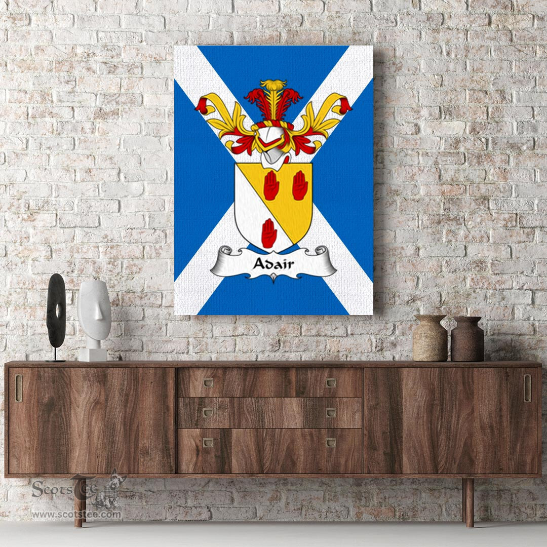 ScotsTee Shop Scottish Adair Clan Family Crest Scottish Flag Framed Canvas Print