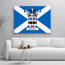 ScotsTee Shop Scottish Andrew Clan Family Crest Scottish Flag Framed Canvas Print